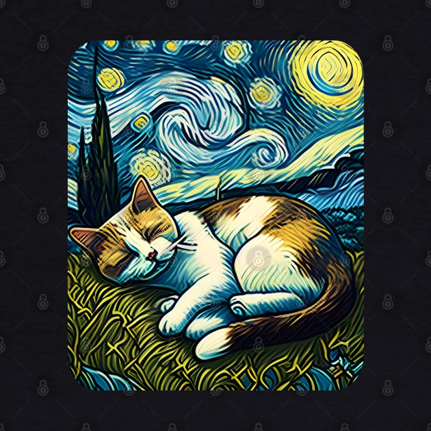 The Starry Night Cat - Vincent Van Gogh by Felix Rivera